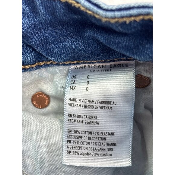 American Eagle Outfitters Hi-Rise Mini Denim Skirt Super Stretch Distressed 0 - Picture 5 of 5